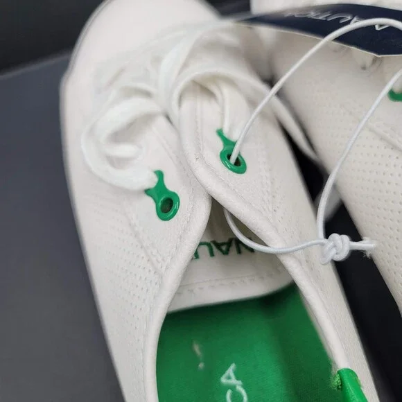 Nautica Shoes Womens Size 9 White Green Lanyard Perf Casual Sneakers Low Top New - Picture 3 of 11